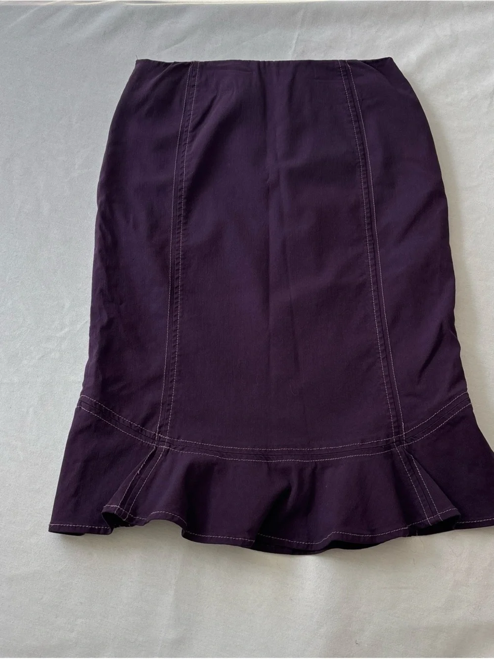 Elevenses (Anthropologie) Deep Purple Ruffle Hem Midi Skirt 2
